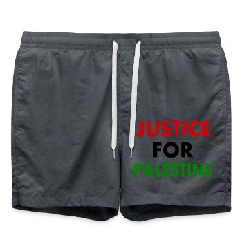 Justice for palestine - Short de bain - charbon - Devant - AI Model Male 185 light (185cm)