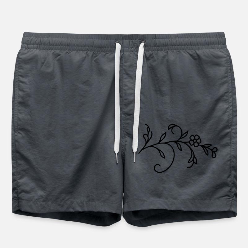 Flower Vine Leaves - Swim Trunks - anthracite