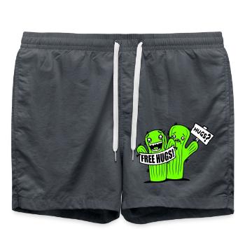 Free Hugs Kaktus Umarmung Gesicht Traurig Schild - Badeshorts - Anthrazit - Vorne - AI Model Male 185 light (185cm)