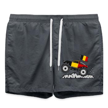 Monstertruck Belgien Flagge - Badeshorts - Anthrazit - Vorne - AI Model Male 185 light (185cm)