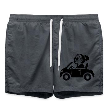 Oma im Auto - Badeshorts - Anthrazit - Vorne - AI Model Male 185 light (185cm)