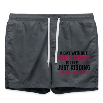 A Day Without Video Games, Funny Gamer, Gaming - Short de bain - charbon - Devant - AI Model Male 185 light (185cm)