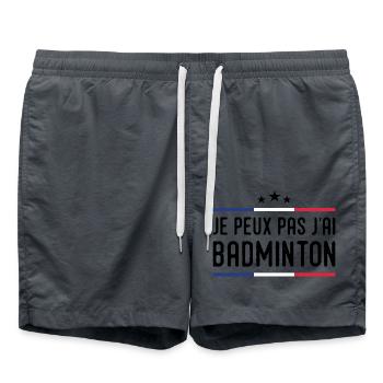 I Can't I Badminton Bad Badminton Player - Badeshorts - Anthrazit - Vorne - AI Model Male 185 light (185cm)