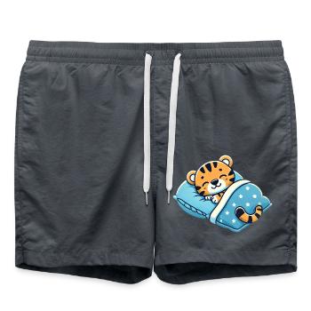 Tiger Sleeping In Bed At Night Time - Badeshorts - Anthrazit - Vorne - AI Model Male 185 light (185cm)