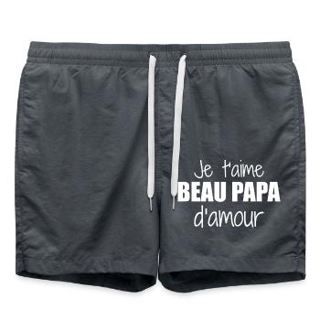 Je t'aime beau papa d'amour - Short de bain - charbon - Devant - AI Model Male 185 light (185cm)