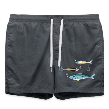 Poissons vivants nageant près de l’hameçon - Short de bain - charbon - Devant - AI Model Male 185 light (185cm)