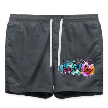 papillon,coloré,fleurs,graffiti - Short de bain - charbon - Devant - AI Model Male 185 light (185cm)