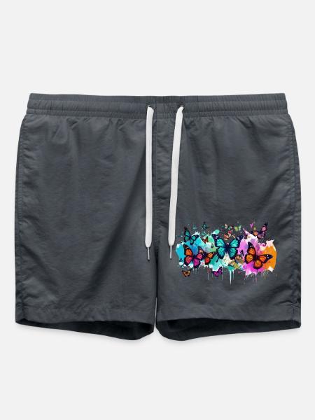 schmetterling,bunt,blumen,graffiti - Badeshorts - Anthrazit