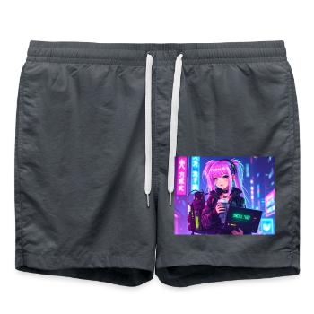Pink Coder Girl – Compétence : mignonne et élégante - Short de bain - charbon - Devant - AI Model Male 185 light (185cm)