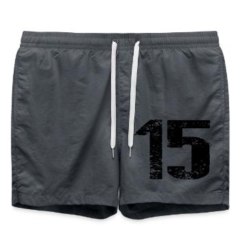 15 Number Jersey - Swim Trunks - anthracite - Front - AI Model Male 185 light (185cm)