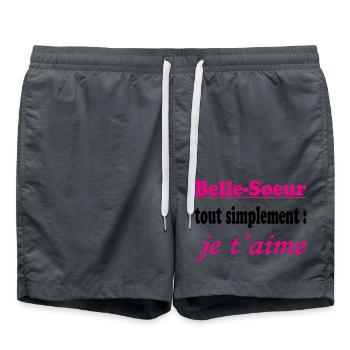 Belle Soeur tout simplement je t'aime - Short de bain - charbon - Devant - AI Model Male 185 light (185cm)