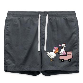Henne Eier Hühner Familie Baby Ostern Ei - Badeshorts - Anthrazit - Vorne - AI Model Male 185 light (185cm)