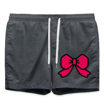 red ribbon bow - Swim Trunks - anthracite - Front - AI Model Male 185 light (185cm)