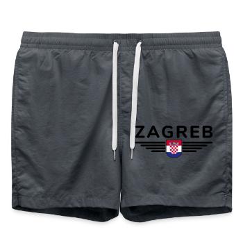 Zagreb Fan T-Shirt for Croatia Lovers - Swim Trunks - anthracite - Front - AI Model Male 185 light (185cm)