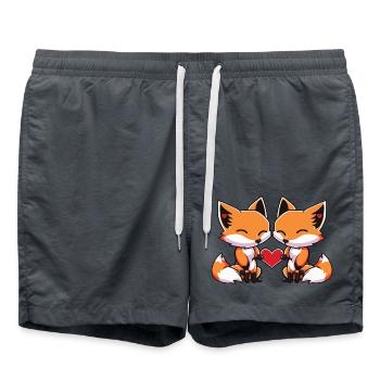 Fuchs Paar Valentinstag - Badeshorts - Anthrazit - Vorne - AI Model Male 185 light (185cm)