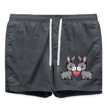 Esel Paar Valentinstag - Badeshorts - Anthrazit - Vorne - AI Model Male 185 light (185cm)