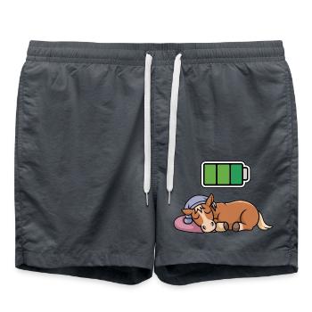 Horse Sleeping Recharging Night Bedtime - Badeshorts - Anthrazit - Vorne - AI Model Male 185 light (185cm)