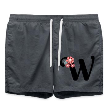 Lettre w fleurs minimalistes - Short de bain - charbon - Devant - AI Model Male 185 light (185cm)