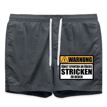 Stricken Wolle Sprüche Lustig witzige mit Humor - Badeshorts - Anthrazit - Vorne - AI Model Male 185 light (185cm)