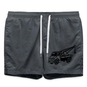 Auto Spielzeug Laster Kran abschleppen autokran La - Badeshorts - Anthrazit - Vorne - AI Model Male 185 light (185cm)