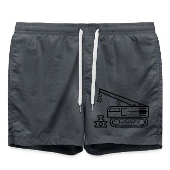 Grue à colorier cadeau de conducteur de grue - Short de bain - charbon - Devant - AI Model Male 185 light (185cm)