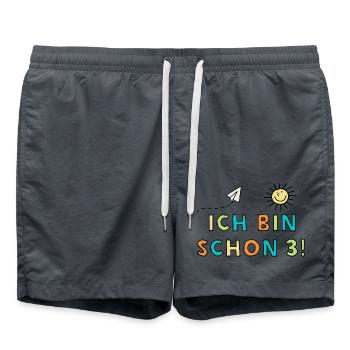 Ich bin schon 3! - Badeshorts - Anthrazit - Vorne - AI Model Male 185 light (185cm)