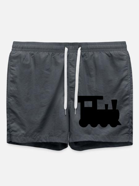 Lokomotive Kinderspielzeug Zug Bahn Schienen - Badeshorts - Anthrazit