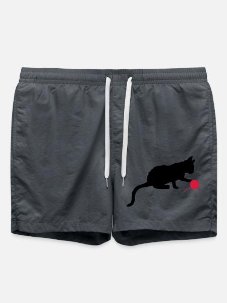 Kitten plays wool ball outline - Swim Trunks - anthracite