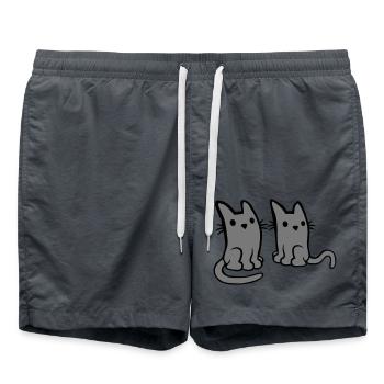 2 Katzen Freunde Team - Badeshorts - Anthrazit - Vorne - AI Model Male 185 light (185cm)