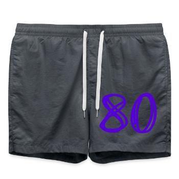 80 YEARS. 80TH ANNIVERSARY. BIRTHDAY 80 YEARS. 80 - Swim Trunks - anthracite - Front - AI Model Male 185 light (185cm)