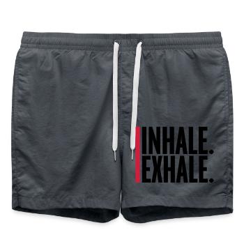 inhale exhale yoga quote - Swim Trunks - anthracite - Front - AI Model Male 185 light (185cm)