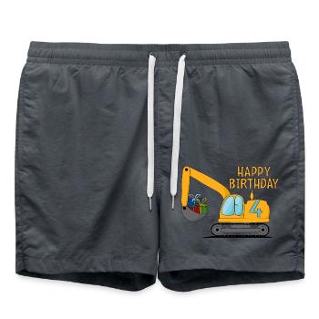 Excavatrice Enfants Joyeux anniversaire 4 - Short de bain - charbon - Devant - AI Model Male 185 light (185cm)