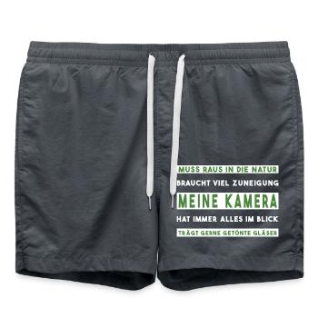 Fotograf fotografieren Naturfotograf - Badeshorts - Anthrazit - Vorne - AI Model Male 185 light (185cm)