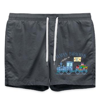Children's Train Railway Happy Birthday 10 - Swim Trunks - anthracite - Front - AI Model Male 185 light (185cm)