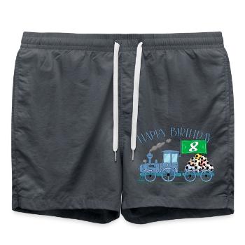 Children's Train Railway Happy Birthday Football 8 - Swim Trunks - anthracite - Front - AI Model Male 185 light (185cm)