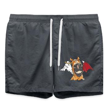 Horse Head Horse Horses Angel Devil Horse - Swim Trunks - anthracite - Front - AI Model Male 185 light (185cm)