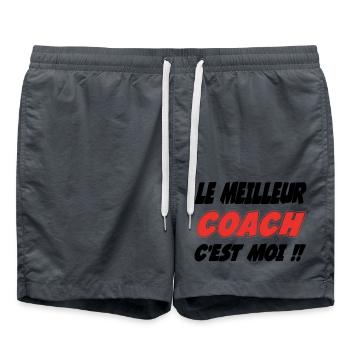 Der beste COACH bin ich!! - Badeshorts - Anthrazit - Vorne - AI Model Male 185 light (185cm)