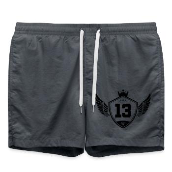 13 Couronne d’armoiries - Short de bain - charbon - Devant - AI Model Male 185 light (185cm)