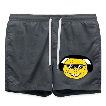Lustige DJ Party Zitrone Obst Musik Spaß Gesicht - Badeshorts - Anthrazit - Vorne - AI Model Male 185 light (185cm)