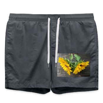 Deux tournesols photographiés - Short de bain - charbon - Devant - AI Model Male 185 light (185cm)