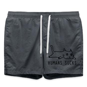 Drôle de chat humain craint de dire - Short de bain - charbon - Devant - AI Model Male 185 light (185cm)