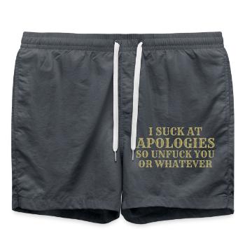 I Suck At Apologies so unfuck you or whatever - Swim Trunks - anthracite - Front - AI Model Male 185 light (185cm)