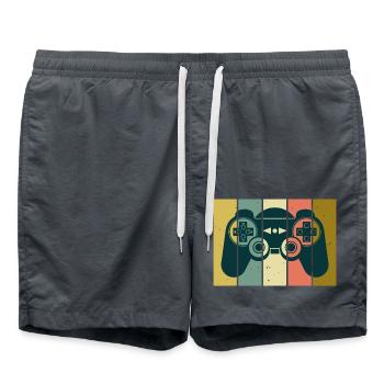 Vintage Retro Gaming Controller - Badeshorts - Anthrazit - Vorne - AI Model Male 185 light (185cm)