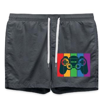 Vintage Retro Gaming Controller - Badeshorts - Anthrazit - Vorne - AI Model Male 185 light (185cm)