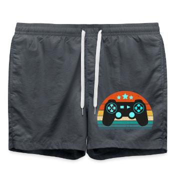 Vintage Retro Gaming Controller - Badeshorts - Anthrazit - Vorne - AI Model Male 185 light (185cm)