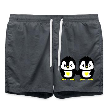 Pingouins Amour mignon - Short de bain - charbon - Devant - AI Model Male 185 light (185cm)