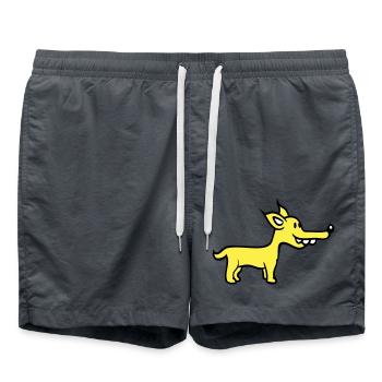 Hund Steht Süß Kleiner Glücklicher Welpe Haustier - Badeshorts - Anthrazit - Vorne - AI Model Male 185 light (185cm)