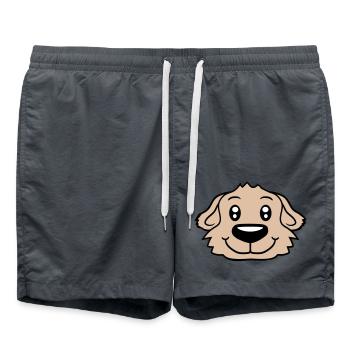 Hund Gesicht Kleines Glückliches Haustier Kopf Süß - Badeshorts - Anthrazit - Vorne - AI Model Male 185 light (185cm)