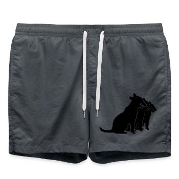 3 Dogs Sitting Team Crew Three Friends Silhouette - Swim Trunks - anthracite - Front - AI Model Male 185 light (185cm)