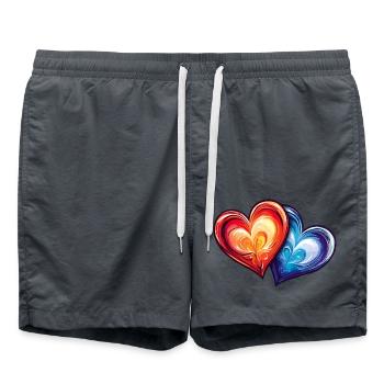 Bunte Herzen - Badeshorts - Anthrazit - Vorne - AI Model Male 185 light (185cm)